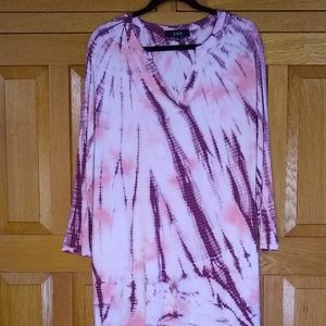 Joh burgundy tie dyed high-low tunic dress